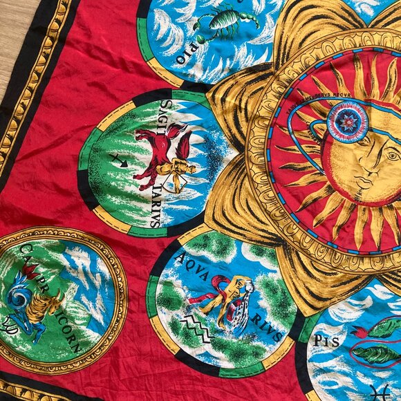 Vintage Rare Italian Silk Scarf with Zodiac / Astrology Design - Picture 2 of 2